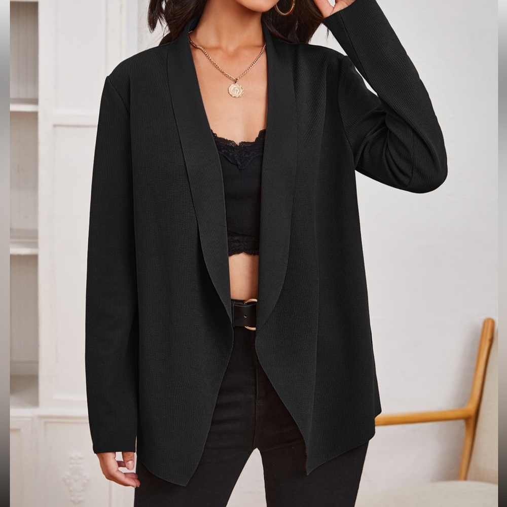 Shein black slight weight layering jacket coat